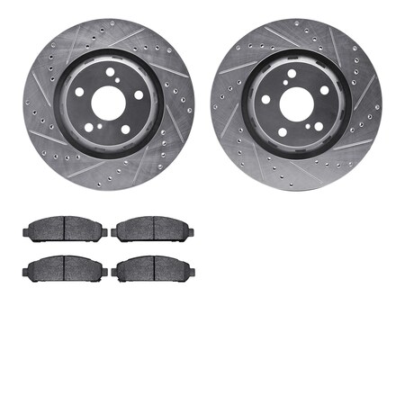 Dynamic Friction Co 7302-76168, Rotors-Drilled and Slotted-Silver with 3000 Series Ceramic Brake Pads, Zinc Coated 7302-76168